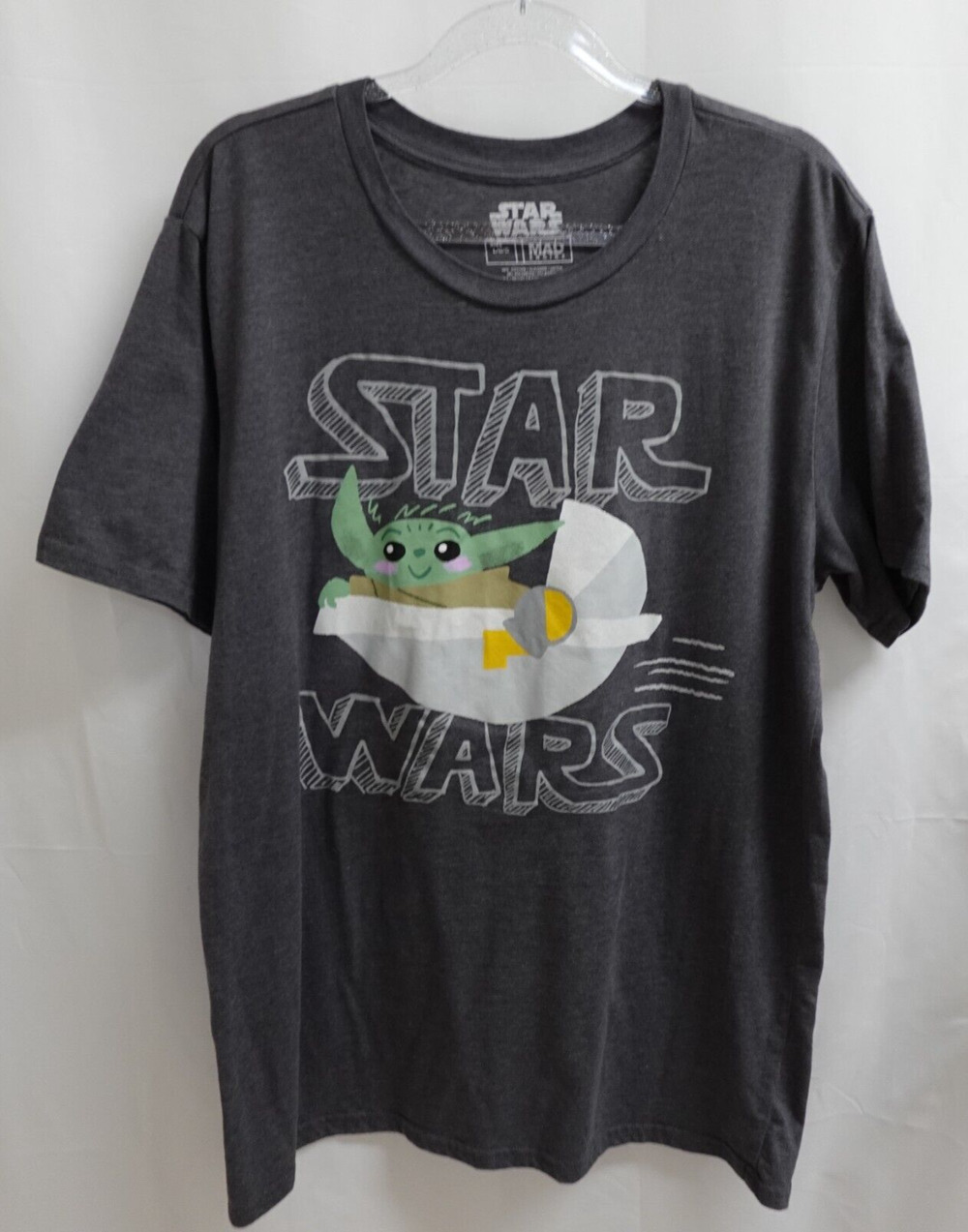 Star Wars Baby Yoda Grogu T-Shirt Men's Size Large Dark Heather Gray